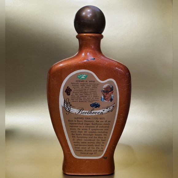 Pair Vntg Jim Beam Bottles Decanters Chopin Beethoven design by Edward Weiss - Picture 7 of 13